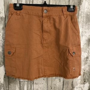 NWT Aeropostale  High-Waisted Frayed Cargo Skirt brown S